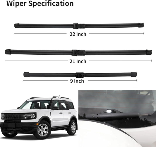 Windshield Wipers Replacement for 2021 2022 2023 2024 Ford Bronco Sport, Wiper Blades